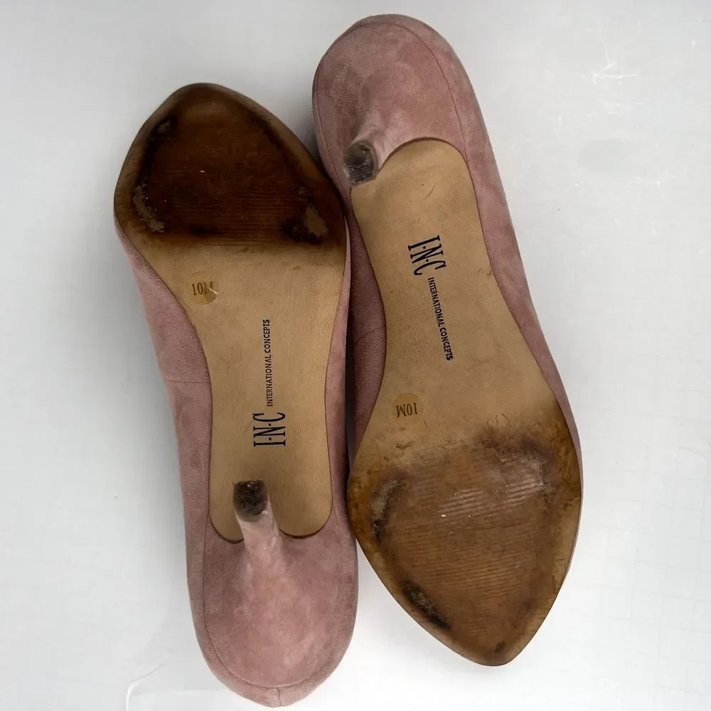 INC Sz 10 Zitah Microsuede Pointed Toe 3.5" Dress Heels Blush Pink - Picture 4 of 9